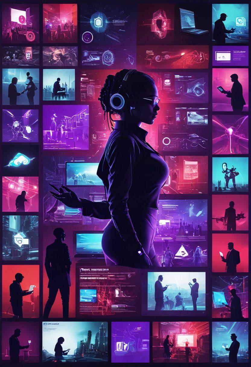 A visually striking collage showcasing a mix of adult platforms and service providers. Include diverse silhouettes of people engaging with technology, vibrant icons of digital interactions, and abstract visuals representing connectivity and privacy. Use a palette of deep reds and purples to evoke allure, with a sleek digital interface overlay. 3D. vibrant colors. cyberpunk.